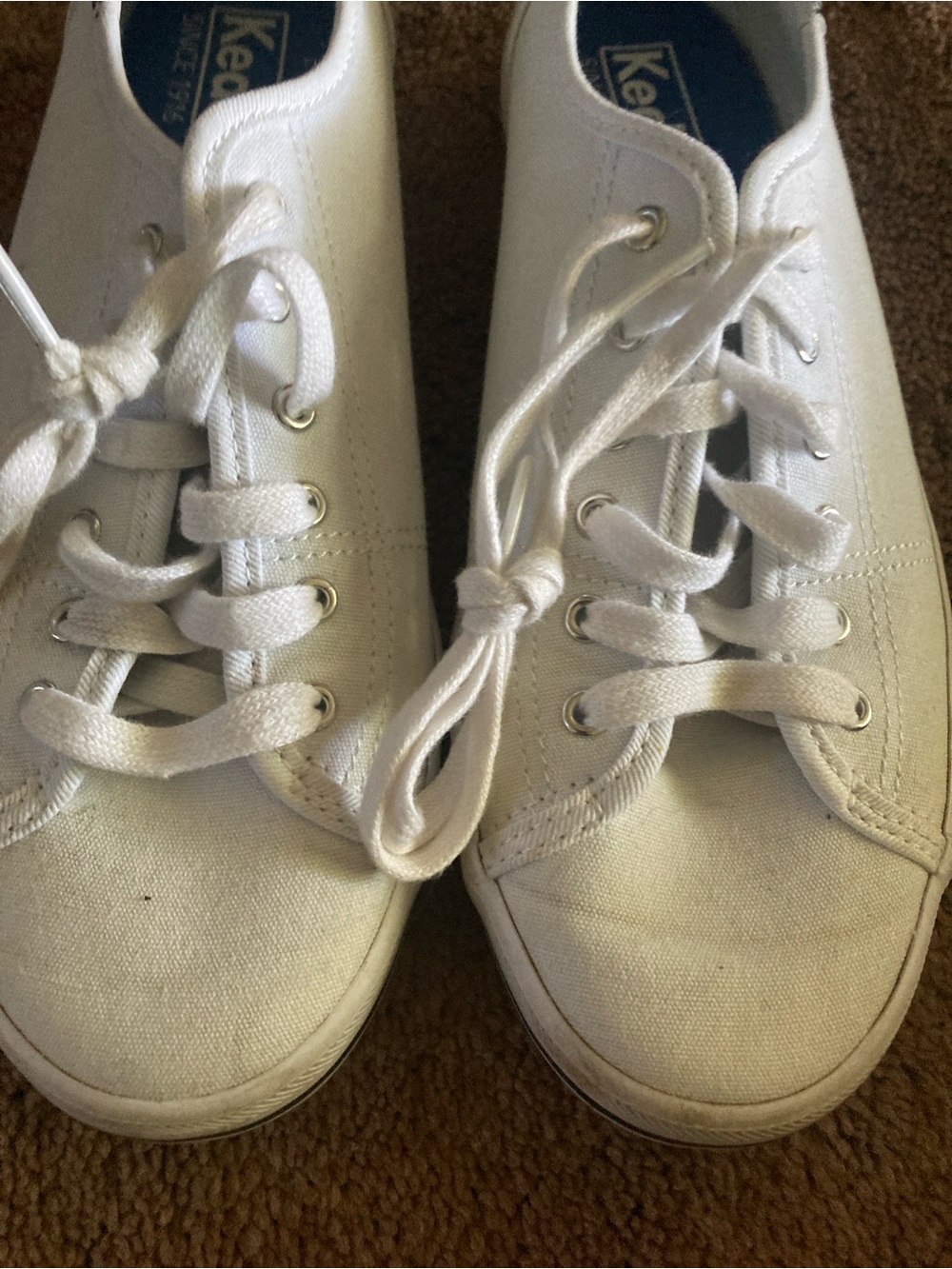 Keds White Canvas Lace-Up Sneakers with Blue Insole - Picture 5 of 5